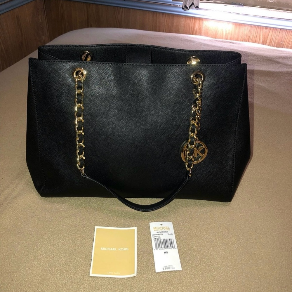 Michael Kors Large Black Leather Tote